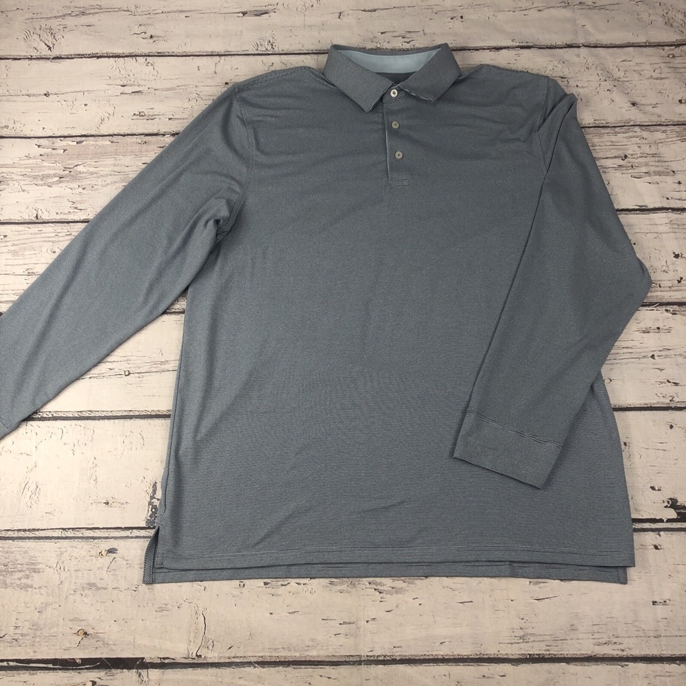 Southern Tide Shirt Mens XL Tide to Trail Blue Long Sleeve Performance Striped